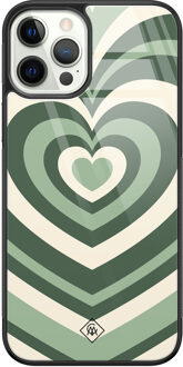 Casimoda iPhone 12 Pro glazen hardcase - Hart swirl groen