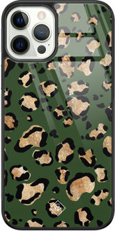 Casimoda iPhone 12 Pro glazen hardcase - Luipaard groen