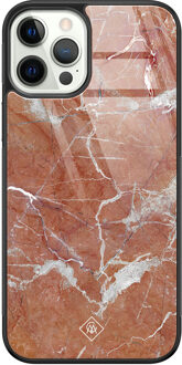 Casimoda iPhone 12 Pro glazen hardcase - Marble sunkissed Rood