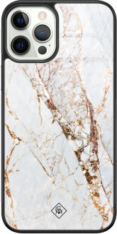 Casimoda iPhone 12 Pro glazen hardcase - Marmer goud Goudkleurig