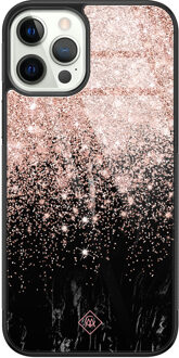 Casimoda iPhone 12 Pro glazen hardcase - Marmer twist Zwart