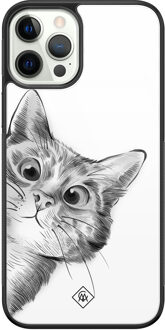 Casimoda iPhone 12 Pro glazen hardcase - Peekaboo Wit