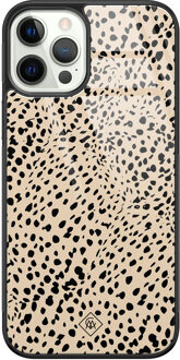 Casimoda iPhone 12 Pro glazen hardcase - Spot on Bruin/beige