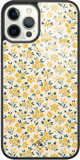 Casimoda iPhone 12 Pro glazen hardcase - Yellow garden Geel