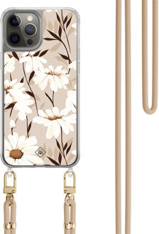 Casimoda iPhone 12 (Pro) hoesje met beige koord - In bloom Bruin/beige