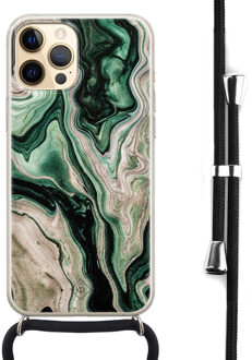 Casimoda iPhone 12 Pro hoesje met koord - Green waves Groen
