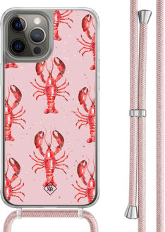 Casimoda iPhone 12 (Pro) hoesje met rosegoud koord - Lobster Roze