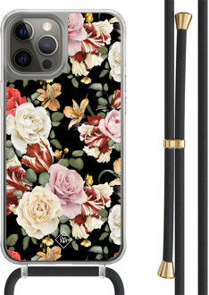 Casimoda iPhone 12 (Pro) hoesje met zwart koord - Flowerpower Multi