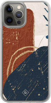 Casimoda iPhone 12 (Pro) hybride hoesje - Abstract terracotta Rood