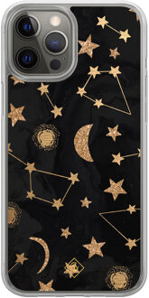 Casimoda iPhone 12 (Pro) hybride hoesje - Counting the stars Zwart, Goudkleurig