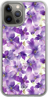 Casimoda iPhone 12 (Pro) hybride hoesje - Floral violet Paars