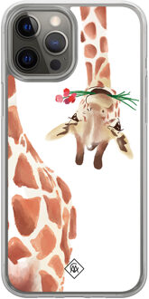 Casimoda iPhone 12 (Pro) hybride hoesje - Giraffe Bruin/beige