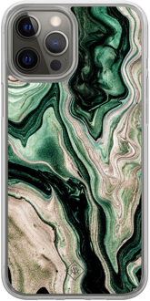 Casimoda iPhone 12 (Pro) hybride hoesje - Green waves Groen