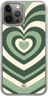 Casimoda iPhone 12 (Pro) hybride hoesje - Groen hart swirl