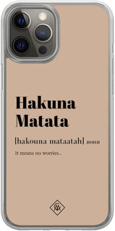 Casimoda iPhone 12 (Pro) hybride hoesje - Hakuna matata Bruin/beige