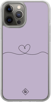Casimoda iPhone 12 (Pro) hybride hoesje - Hart lila Paars