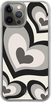 Casimoda iPhone 12 (Pro) hybride hoesje - Hart swirl zwart