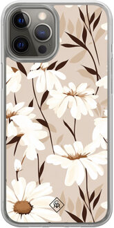 Casimoda iPhone 12 (Pro) hybride hoesje - In bloom Bruin/beige