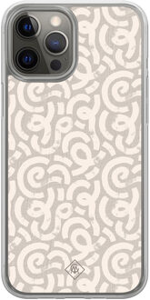 Casimoda iPhone 12 (Pro) hybride hoesje - Ivory abstraction Bruin/beige