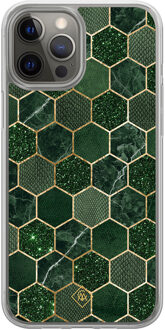 Casimoda iPhone 12 (Pro) hybride hoesje - Kubus groen