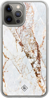 Casimoda iPhone 12 (Pro) hybride hoesje - Marmer goud Goudkleurig