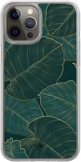 Casimoda iPhone 12 (Pro) hybride hoesje - Monstera leaves Groen