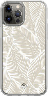 Casimoda iPhone 12 (Pro) hybride hoesje - Palmy leaves beige Bruin/beige
