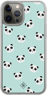 Casimoda iPhone 12 (Pro) hybride hoesje - Panda print Mint