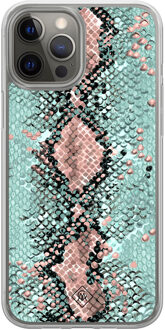 Casimoda iPhone 12 (Pro) hybride hoesje - Snake pastel Mint