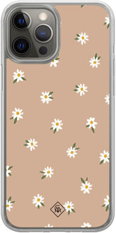Casimoda iPhone 12 (Pro) hybride hoesje - Sweet daisies Bruin/beige