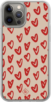 Casimoda iPhone 12 (Pro) hybride hoesje - Sweet hearts Rood
