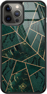 Casimoda iPhone 12 Pro Max glazen hardcase - Abstract groen