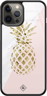 Casimoda iPhone 12 Pro Max glazen hardcase - Ananas Roze