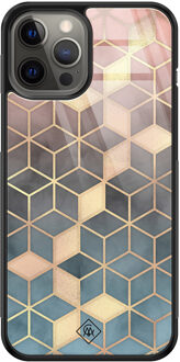 Casimoda iPhone 12 Pro Max glazen hardcase - Cubes art Multi