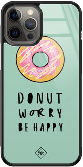 Casimoda iPhone 12 Pro Max glazen hardcase - Donut worry Mint