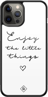 Casimoda iPhone 12 Pro Max glazen hardcase - Enjoy life Wit