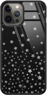 Casimoda iPhone 12 Pro Max glazen hardcase - Falling stars Zwart