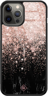 Casimoda iPhone 12 Pro Max glazen hardcase - Marmer twist Rosekleurig