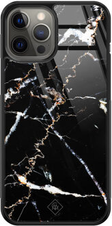 Casimoda iPhone 12 Pro Max glazen hardcase - Marmer zwart