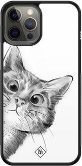 Casimoda iPhone 12 Pro Max glazen hardcase - Peekaboo Wit