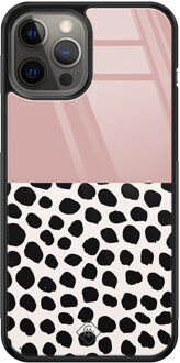 Casimoda iPhone 12 Pro Max glazen hardcase - Pink dots Roze