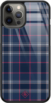Casimoda iPhone 12 Pro Max glazen hardcase - Tartan blauw