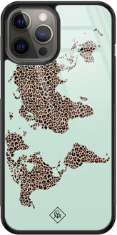 Casimoda iPhone 12 Pro Max glazen hardcase - Wild world Blauw