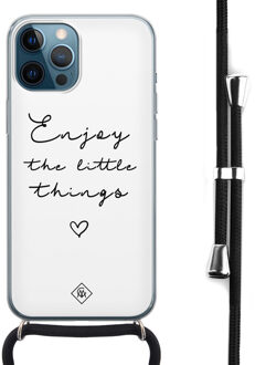 Casimoda iPhone 12 Pro Max hoesje met koord - Enjoy life Wit