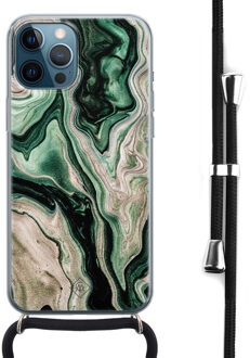 Casimoda iPhone 12 Pro Max hoesje met koord - Green waves Groen