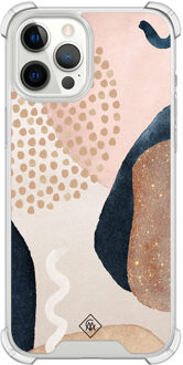 Casimoda iPhone 12 Pro Max shockproof hoesje - Abstract dots Bruin/beige