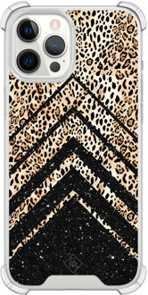 Casimoda iPhone 12 Pro Max shockproof hoesje - Chevron luipaard Bruin/beige