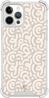 Casimoda iPhone 12 Pro Max shockproof hoesje - Ivory abstraction Bruin/beige