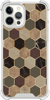 Casimoda iPhone 12 Pro Max shockproof hoesje - Kubus groen bruin Bruin/beige