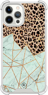 Casimoda iPhone 12 Pro Max shockproof hoesje - Luipaard marmer mint